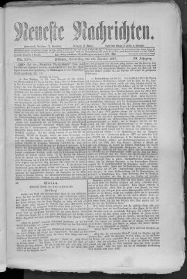 Neueste Nachrichten (Münchner neueste Nachrichten) Donnerstag 25. Oktober 1877