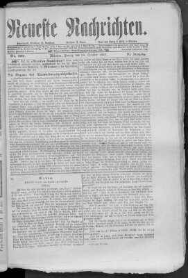 Neueste Nachrichten (Münchner neueste Nachrichten) Freitag 26. Oktober 1877