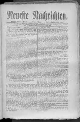 Neueste Nachrichten (Münchner neueste Nachrichten) Sonntag 4. November 1877