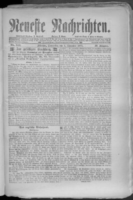 Neueste Nachrichten (Münchner neueste Nachrichten) Donnerstag 8. November 1877