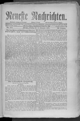 Neueste Nachrichten (Münchner neueste Nachrichten) Dienstag 13. November 1877