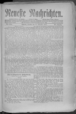 Neueste Nachrichten (Münchner neueste Nachrichten) Dienstag 20. November 1877