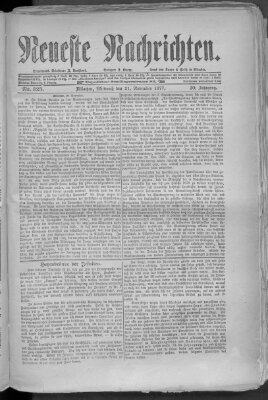 Neueste Nachrichten (Münchner neueste Nachrichten) Mittwoch 21. November 1877