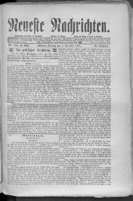 Neueste Nachrichten (Münchner neueste Nachrichten) Sonntag 2. Dezember 1877