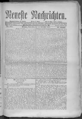 Neueste Nachrichten (Münchner neueste Nachrichten) Donnerstag 13. Dezember 1877