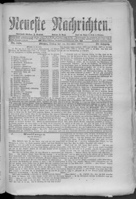 Neueste Nachrichten (Münchner neueste Nachrichten) Freitag 14. Dezember 1877