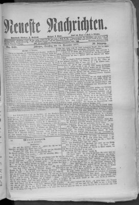 Neueste Nachrichten (Münchner neueste Nachrichten) Samstag 15. Dezember 1877