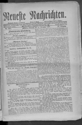 Neueste Nachrichten (Münchner neueste Nachrichten) Mittwoch 19. Dezember 1877