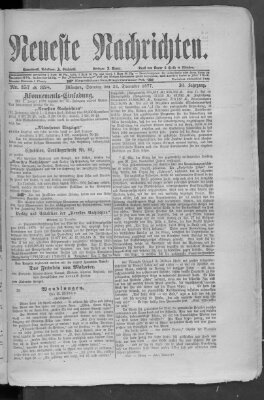 Neueste Nachrichten (Münchner neueste Nachrichten) Sonntag 23. Dezember 1877