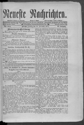 Neueste Nachrichten (Münchner neueste Nachrichten) Freitag 28. Dezember 1877