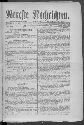 Neueste Nachrichten (Münchner neueste Nachrichten) Samstag 29. Dezember 1877