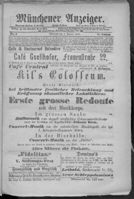 Münchener Anzeiger (Münchner neueste Nachrichten) Mittwoch 9. Januar 1878