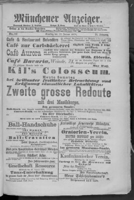 Münchener Anzeiger (Münchner neueste Nachrichten) Samstag 12. Januar 1878