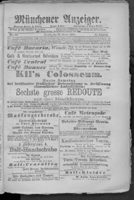 Münchener Anzeiger (Münchner neueste Nachrichten) Samstag 26. Januar 1878