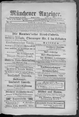 Münchener Anzeiger (Münchner neueste Nachrichten) Dienstag 5. Februar 1878