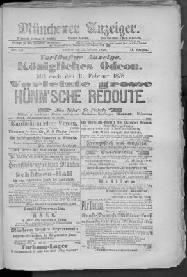 Münchener Anzeiger (Münchner neueste Nachrichten) Dienstag 12. Februar 1878