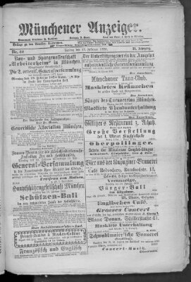 Münchener Anzeiger (Münchner neueste Nachrichten) Freitag 15. Februar 1878