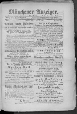 Münchener Anzeiger (Münchner neueste Nachrichten) Mittwoch 20. Februar 1878