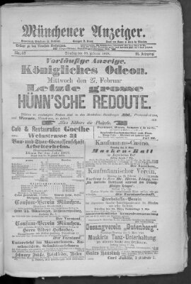 Münchener Anzeiger (Münchner neueste Nachrichten) Dienstag 26. Februar 1878