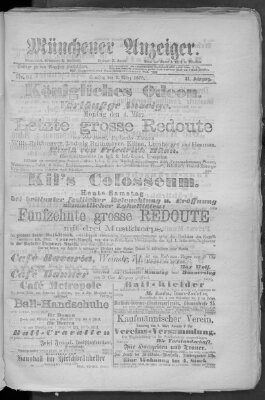 Münchener Anzeiger (Münchner neueste Nachrichten) Samstag 2. März 1878