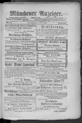 Münchener Anzeiger (Münchner neueste Nachrichten) Donnerstag 14. März 1878