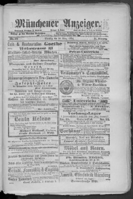 Münchener Anzeiger (Münchner neueste Nachrichten) Dienstag 19. März 1878