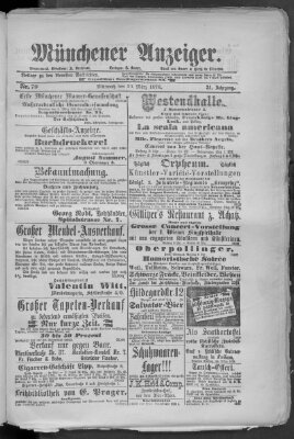 Münchener Anzeiger (Münchner neueste Nachrichten) Mittwoch 20. März 1878