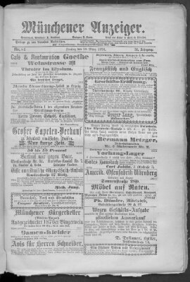 Münchener Anzeiger (Münchner neueste Nachrichten) Freitag 22. März 1878