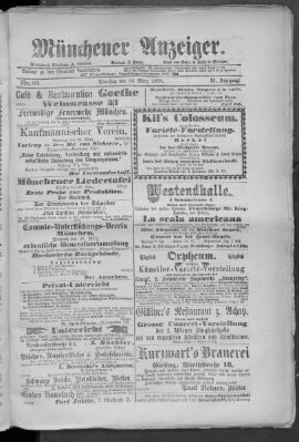 Münchener Anzeiger (Münchner neueste Nachrichten) Dienstag 26. März 1878