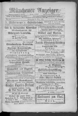 Münchener Anzeiger (Münchner neueste Nachrichten) Freitag 29. März 1878