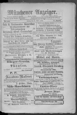 Münchener Anzeiger (Münchner neueste Nachrichten) Freitag 12. April 1878