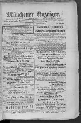 Münchener Anzeiger (Münchner neueste Nachrichten) Dienstag 11. September 1877