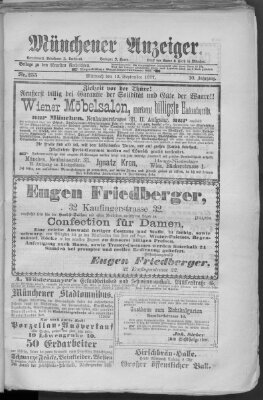 Münchener Anzeiger (Münchner neueste Nachrichten) Mittwoch 12. September 1877