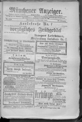 Münchener Anzeiger (Münchner neueste Nachrichten) Mittwoch 26. September 1877