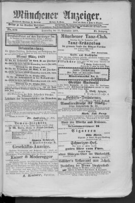 Münchener Anzeiger (Münchner neueste Nachrichten) Donnerstag 27. September 1877