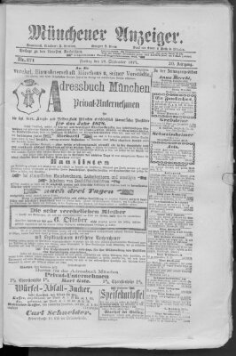 Münchener Anzeiger (Münchner neueste Nachrichten) Freitag 28. September 1877