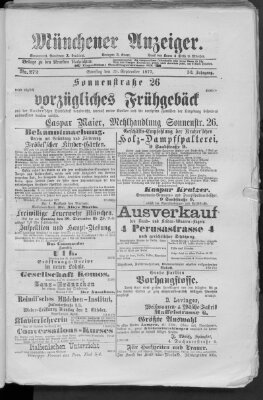 Münchener Anzeiger (Münchner neueste Nachrichten) Samstag 29. September 1877