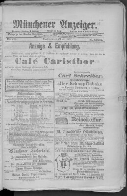 Münchener Anzeiger (Münchner neueste Nachrichten) Dienstag 2. Oktober 1877