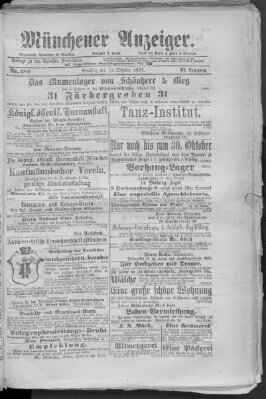 Münchener Anzeiger (Münchner neueste Nachrichten) Samstag 13. Oktober 1877