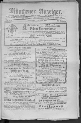 Münchener Anzeiger (Münchner neueste Nachrichten) Samstag 20. Oktober 1877