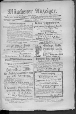 Münchener Anzeiger (Münchner neueste Nachrichten) Sonntag 28. Oktober 1877