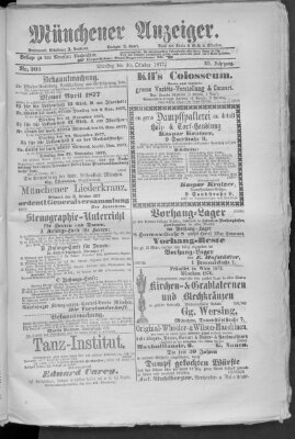 Münchener Anzeiger (Münchner neueste Nachrichten) Dienstag 30. Oktober 1877