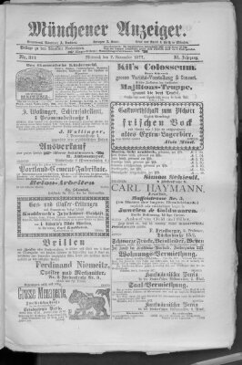 Münchener Anzeiger (Münchner neueste Nachrichten) Mittwoch 7. November 1877