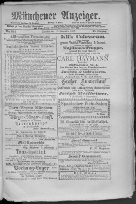 Münchener Anzeiger (Münchner neueste Nachrichten) Samstag 10. November 1877