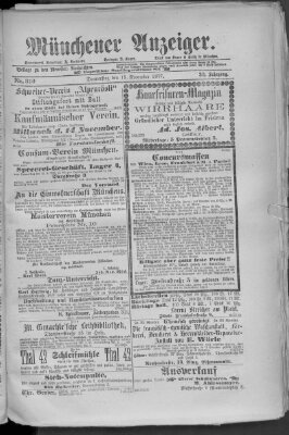 Münchener Anzeiger (Münchner neueste Nachrichten) Donnerstag 15. November 1877