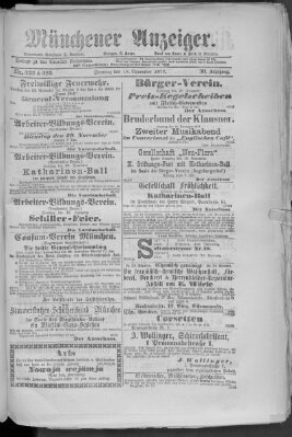 Münchener Anzeiger (Münchner neueste Nachrichten) Sonntag 18. November 1877