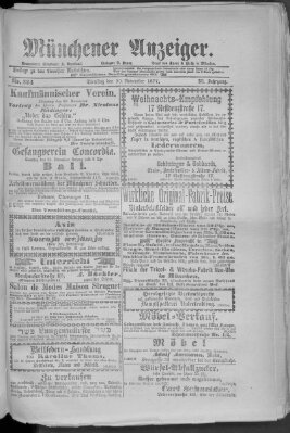 Münchener Anzeiger (Münchner neueste Nachrichten) Dienstag 20. November 1877