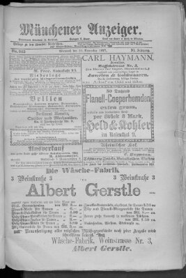 Münchener Anzeiger (Münchner neueste Nachrichten) Mittwoch 21. November 1877