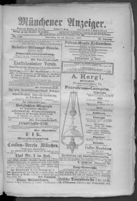 Münchener Anzeiger (Münchner neueste Nachrichten) Donnerstag 29. November 1877