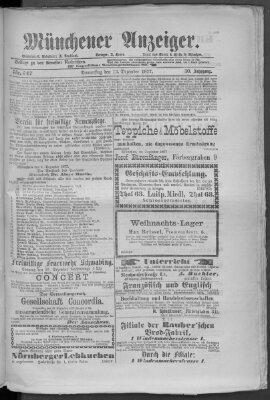 Münchener Anzeiger (Münchner neueste Nachrichten) Donnerstag 13. Dezember 1877